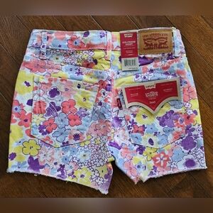 NWT LEVIS Girls Multicolor Floral Print Girlfriend Adjustable Waist Shorts